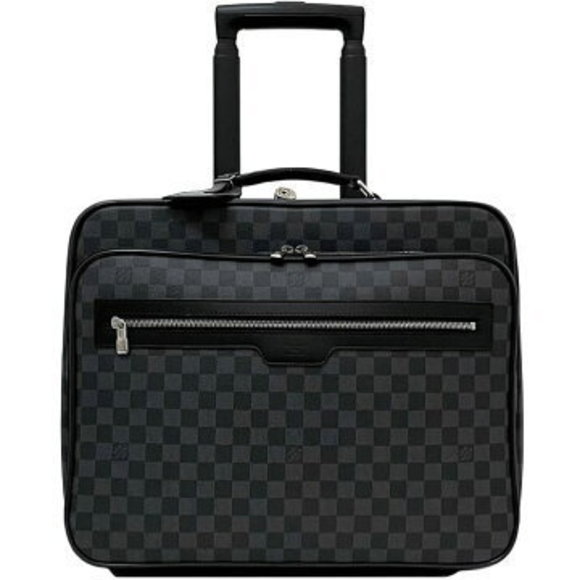 Louis Vuitton Pilot Case Graphite Black Canvas Bag Suitcase Business Roller - Picture 1 of 9